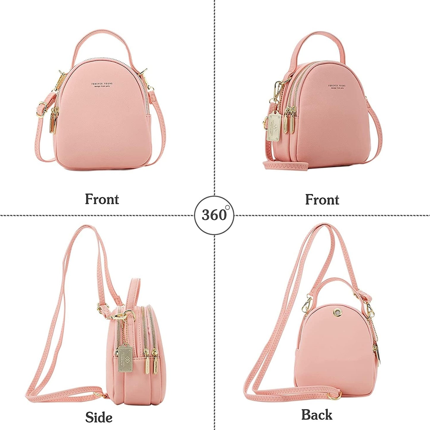 VISMIINTREND Luxury Stylish Small Leather Sling Shoulder Crossbody Bag for Women and Girls | Mobile Side Purse for Ladies | Wallet | Travel | Party | Birthday Gift, Wife, Sister (Pink)