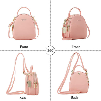 VISMIINTREND Luxury Stylish Small Leather Sling Shoulder Crossbody Bag for Women and Girls | Mobile Side Purse for Ladies | Wallet | Travel | Party | Birthday Gift, Wife, Sister (Pink)