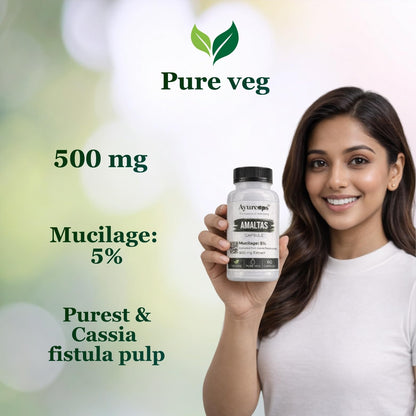Ayurcaps Amaltas 500mg 60 Veg Capsules | Ayurvedic Herbal Digestive Support Supplement | Supports Gut Health And Natural Detox | Bowel Wellness And Daily Cleansing | Vegetarian, No Preservatives