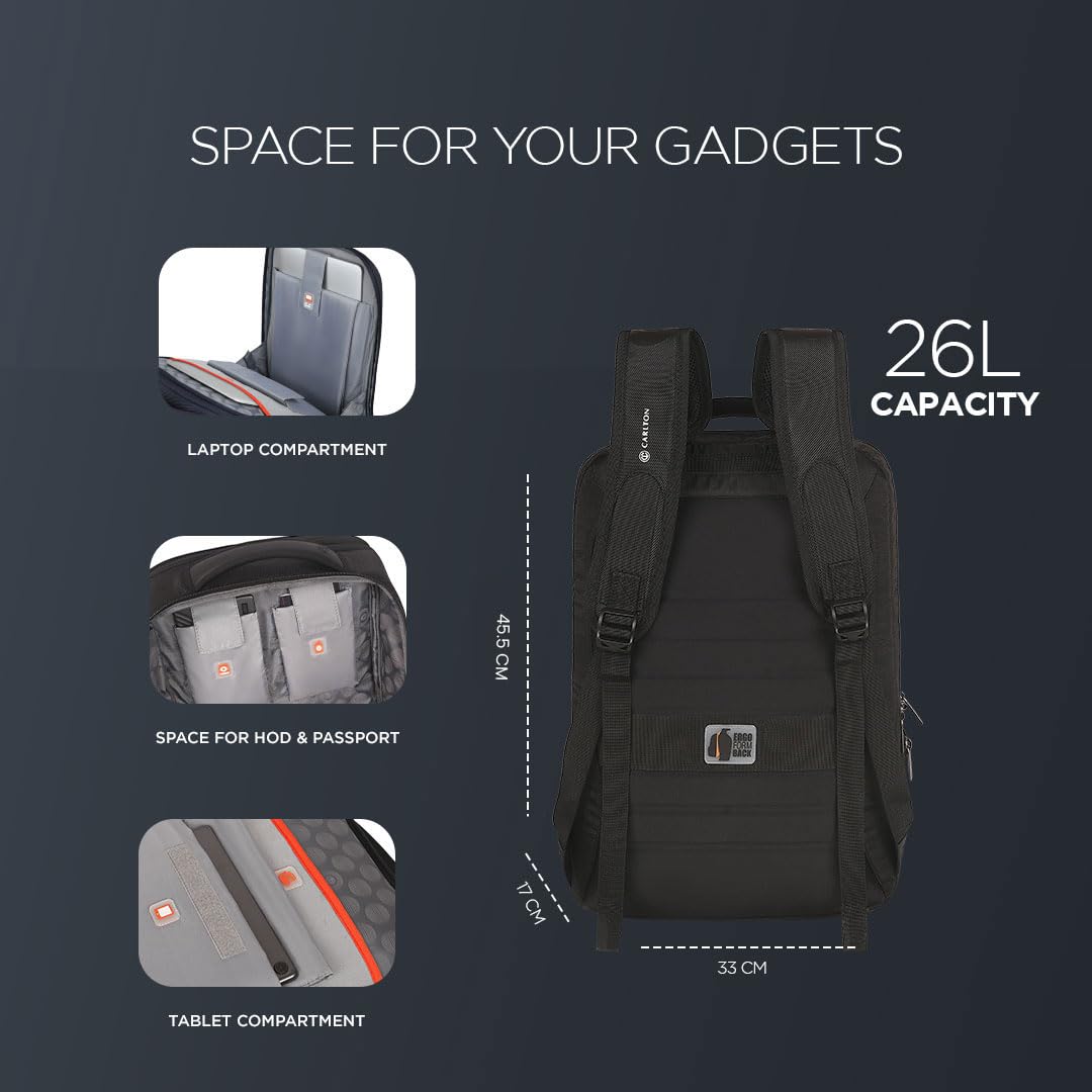 CARLTON Laptop Backpack 26L With Organized Interiors, RFID Protected Po- image 6