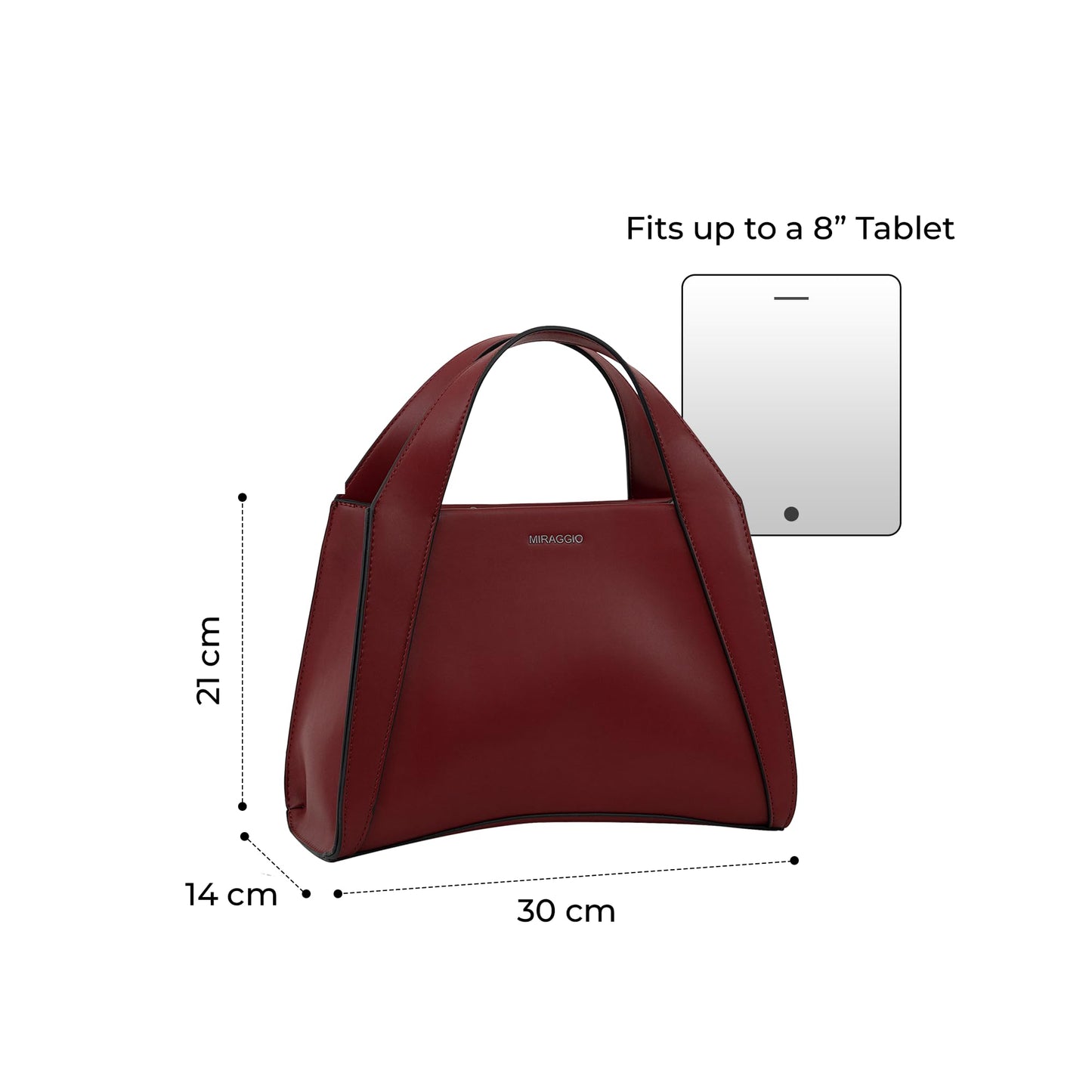 Miraggio Risa Top-Handle Satchel Handbag for Women with Detachable & Adjustable Sling Strap (Wine)