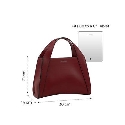 Miraggio Risa Top-Handle Satchel Handbag for Women with Detachable & Adjustable Sling Strap (Wine)