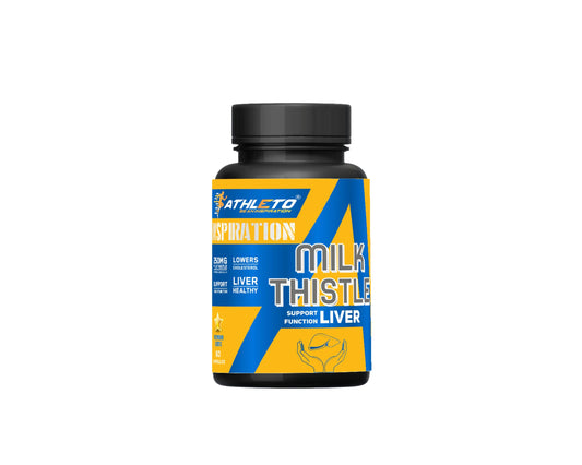 Athleto Milk Thistle 250mg | Liver Support Supplement | Helps Detox, Boosts Digestion, Lowers Cholesterol & Supports Liver Health | 60 Vegetarian Capsules
