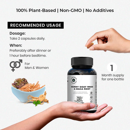 CUREFOREVER Horney Goat Weed, Maca Root & Safed Musli Extract | Safed Musli Capsules for Stamina and Performance - Maca Root to Enhance Vigour - 60 Capsules