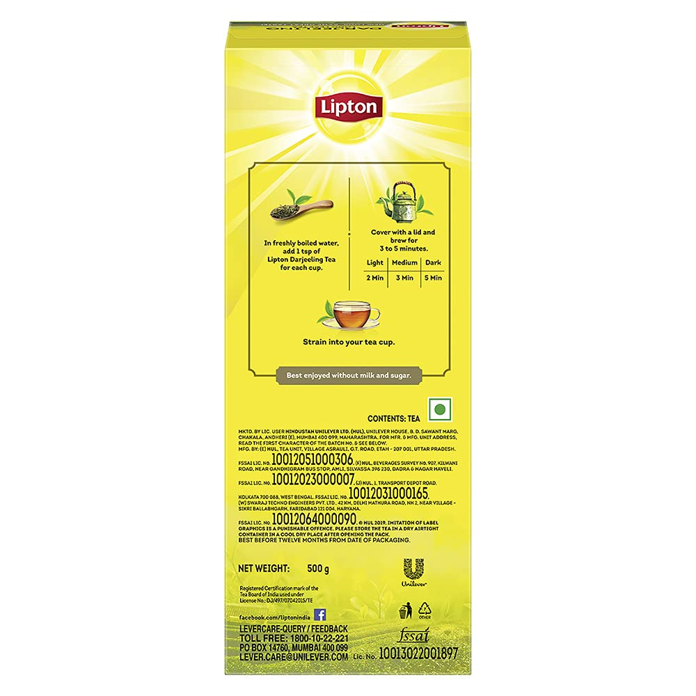 Lipton Darjeeling Long Leaf Loose Tea 500 g Pack|| 100% pure and authentic Darjeeling Long Leaf Black Tea