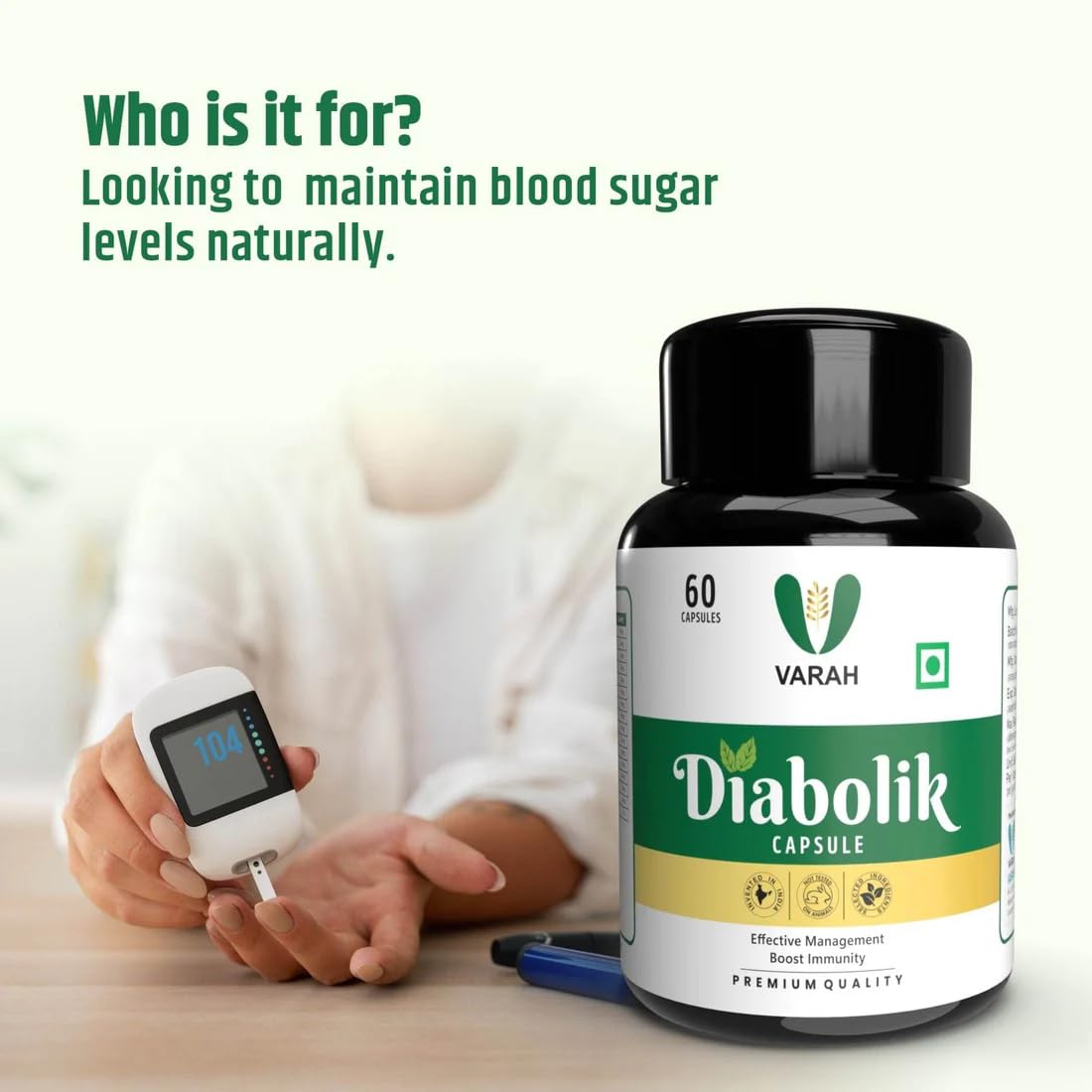 Varah Diabolik Capsules | Supports Blood Sugar Balance, Promotes Insulin Sensitivity, Helps Weight Management, and Overall Wellness with Neem, Karela, Jamun, and Other Herbal Extracts | 60 Capsules