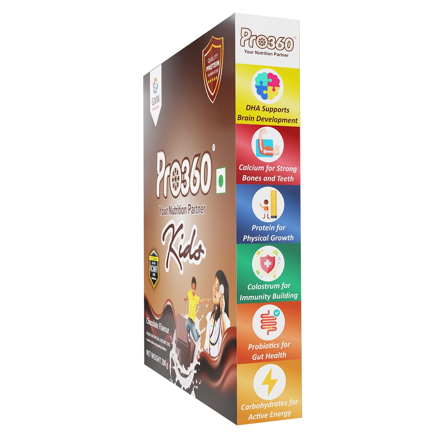 Pro360 Kids Nutrition & Protein Health Supplement Powder for Growing Children, Improves Growth, Active & Strong – 200g Refill Pack (Chocolate Flavor - Pack of 1)
