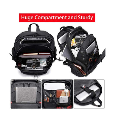 Red Lemon Swisslook Polyester Bange Series 40 to 45L 15.6-inch Laptop Bags Backpack for Men and Women Water-Resistant USB Anti Theft Travel Backpack -Black