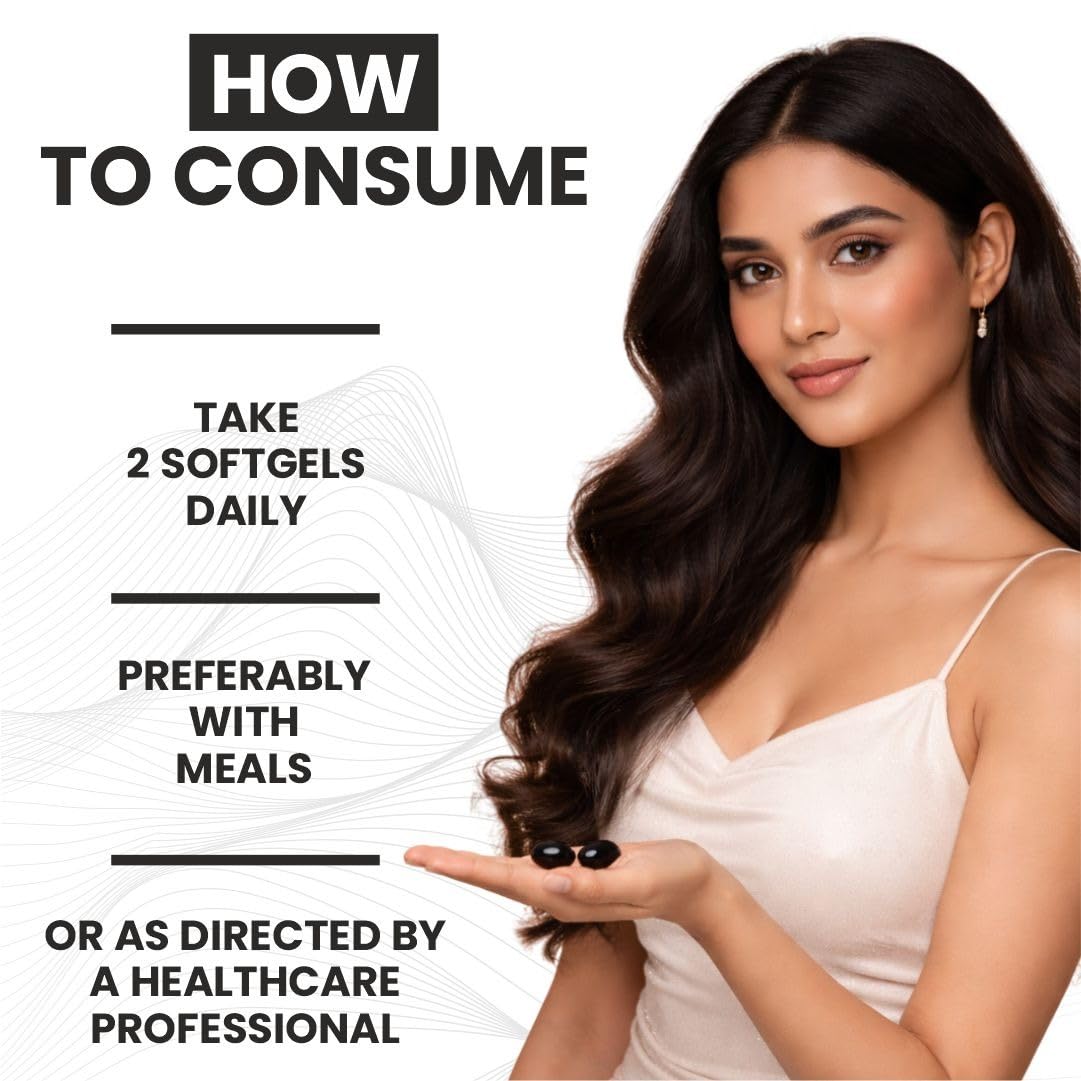 Pure Organic Cold-Pressed Black Seed Oil Softgels - Non-GMO Pure Nigella Sativa Black Cumin Seed Oil for Beauty Immunity & Overall Wellness Support - Thymoquinone-Rich 1000mg Serving 100 softgels
