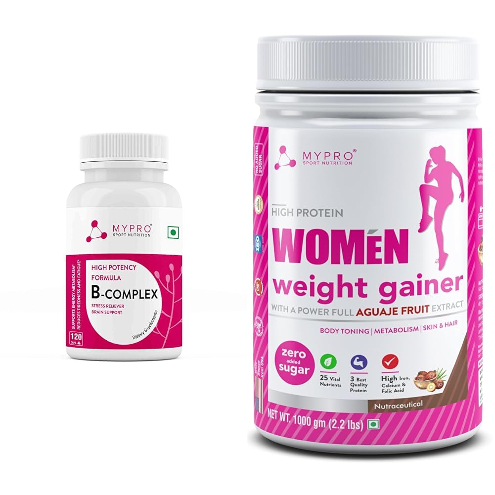 Mypro Sport Nutrition Vitamin B Complex, High Potency Formula Vitamins Heart Health-Nervous System | Mypro Sport Nutrition High Protein Women Weight Gainer For Increase Muscle With Full Power With (2