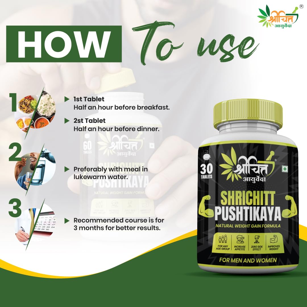 Shrichitt Ayurveda Pushtikaya Tablets Natural Formula, Men and Women (30 Tablets Pack of 1)