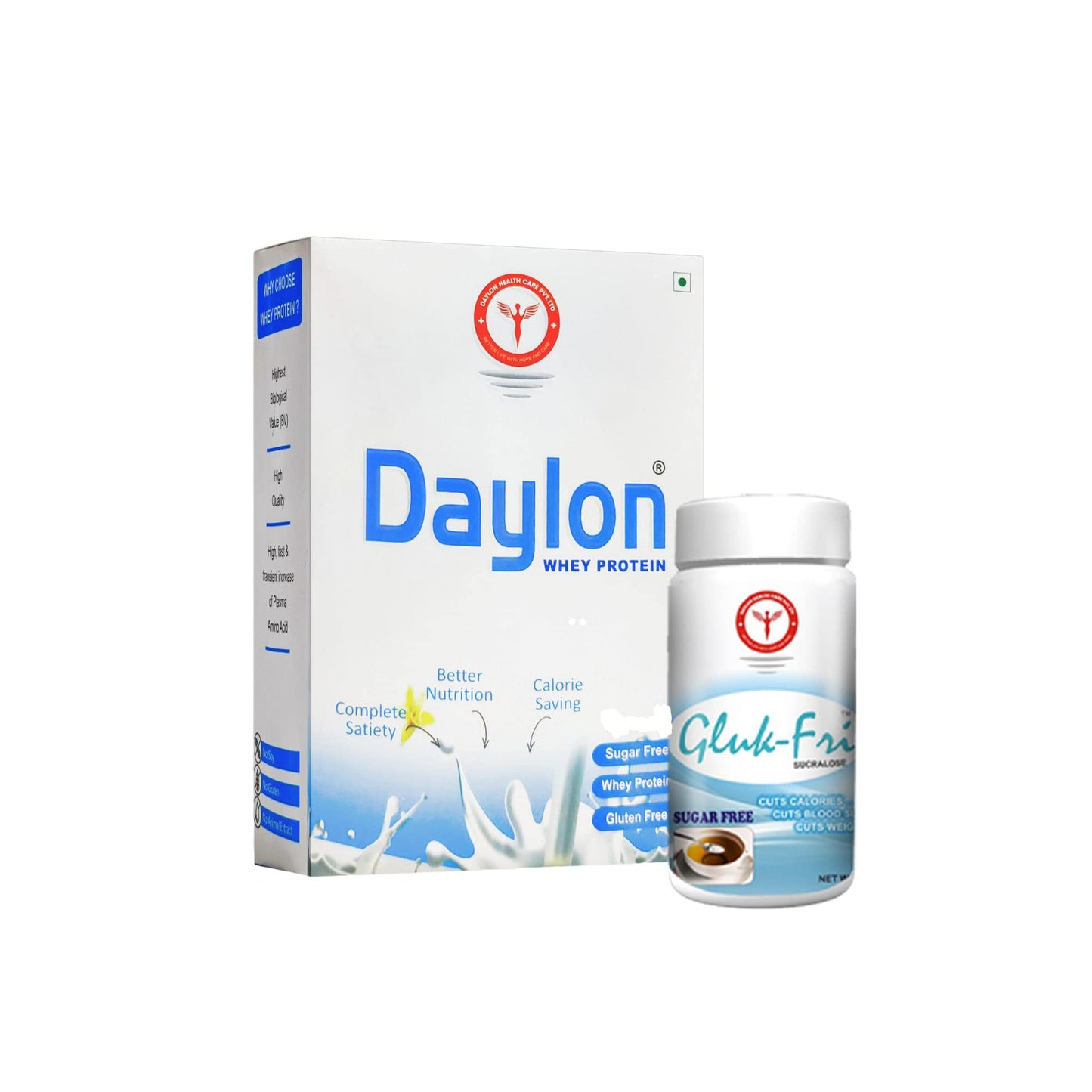 Daylon Health Care Combo of Whey Protein 500gm Vanilla Flavour With Gluk Fri 200 gm - Sugar Free Sucralose Powder | Best Whey Protein Powder & Natural Sugar Alternative for Diabetic Patients