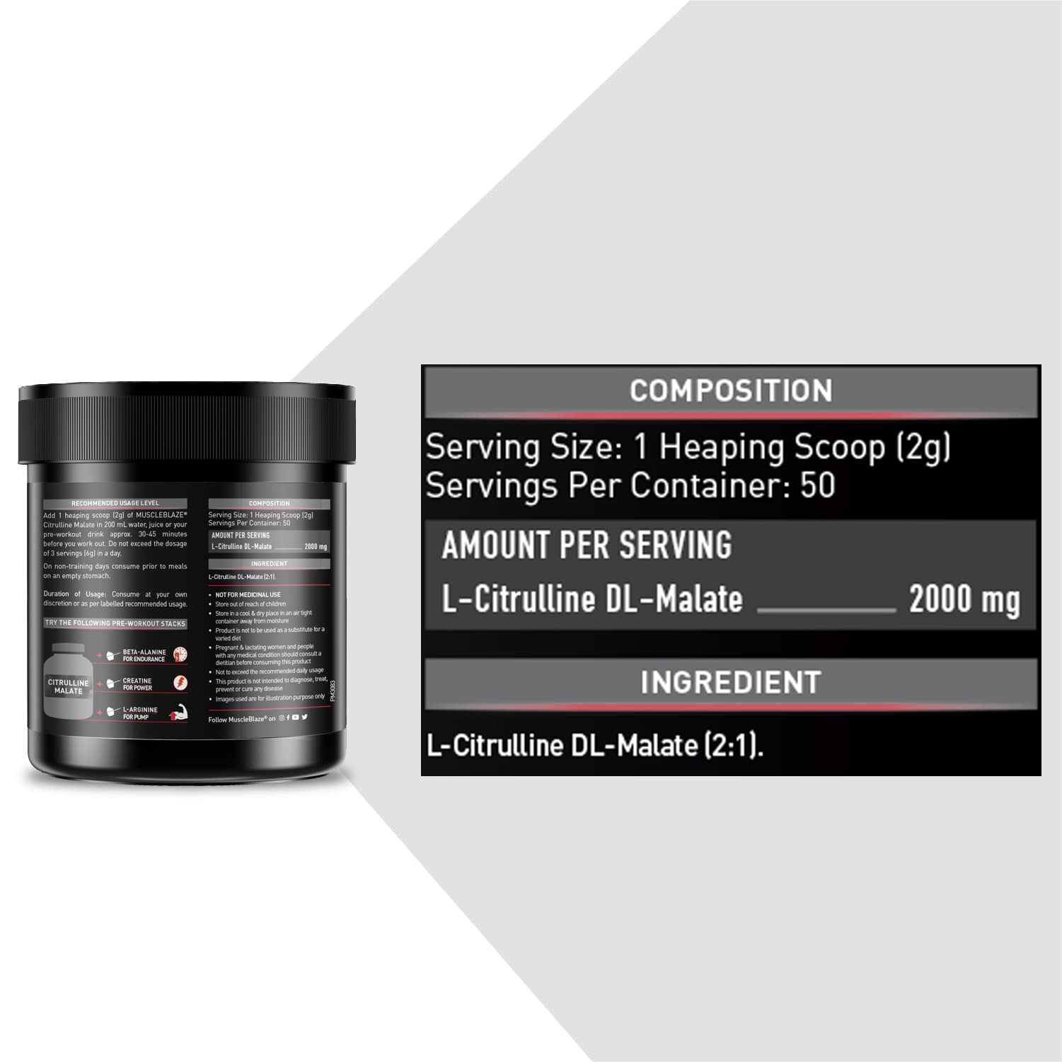 MuscleBlaze Citrulline Malate Powder(Unflavoured, 100G), 1 count, 50 se- image 8