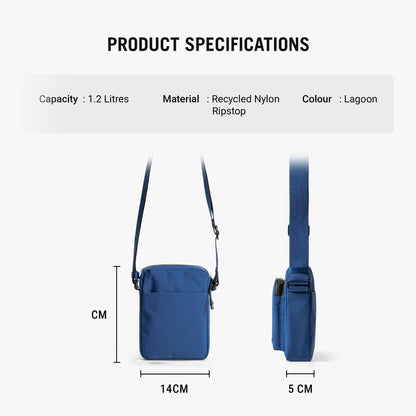 DailyObjects Pivot Travel Sling Bag for Men and Women|Adjustable Shoulder Strap|Recycled Lightweight Material|Water Repellent|Zippered Main Compartment|Slip Pockets| For Daily Use & Travel (Blue)