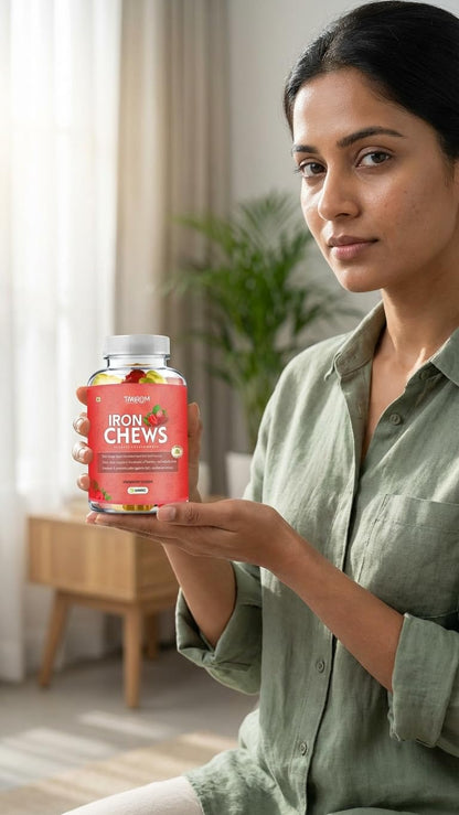 IronChews Daily Energy & Anti-Fatigue Gummies | Iron, Folic Acid & Vitamin E for Women & Men | Workout & Stamina and Absorption | Vegan Strawberry Gummies | 30 Count | No Added Sugar