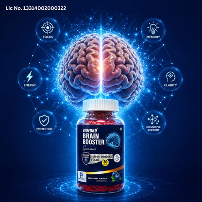Bioford Brain Booster Gummy Bacopa Monnieri Boosts Memory, Focus & Concentration Brain Fog Support Improve Quality of Life Bacopa monneieri