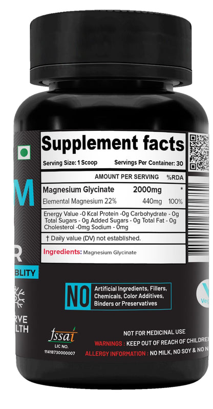 NutriJa Magnesium Glycinate Chelated Pure Powder - 50 Gram | Supports Sleep, Recovery, Nerve Function, Muscle Health (50 gram) (Pack of 1)