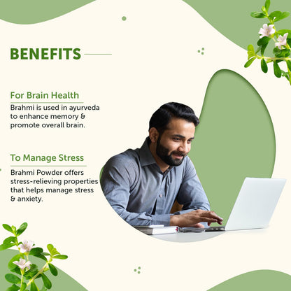 Neuherbs Organic Brahmi Powder (100 gm, Pack of 1) For Men & Women | Ayurvedic Care To Manage Stress & Boost Brain Health | Rich in Antioxident | 100% Pure & Natural | No Added Preservatives