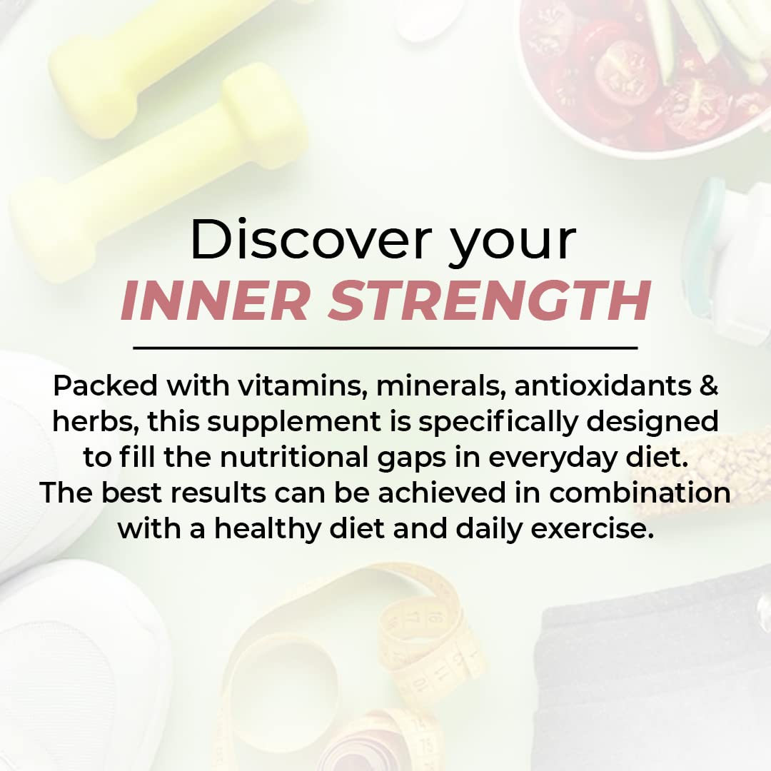 INSTRENGTH WOMEN'S MULITVITAMIN - (INDIA'S BEST SUPPLEMENT) - Support Women's Immunity & Skin & Enery & Digestion & Bone & Hair & Periods care & Overall health - (Veg) -10% OFFER on checkout