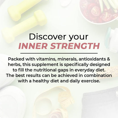 INSTRENGTH WOMEN'S MULITVITAMIN - (INDIA'S BEST SUPPLEMENT) - Support Women's Immunity & Skin & Enery & Digestion & Bone & Hair & Periods care & Overall health - (Veg) -10% OFFER on checkout