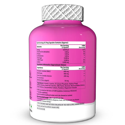 NATURYZ After Cheers Fatty Liver & Alcohol Detox Supplement with Milk Thistle, N-Acetyl Cysteine (NAC), Green Tea & Beetroot | Advanced Liver Health, Hangover Recovery | Helps detox After Drinking | 60 Vegetarian Capsules