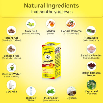 Jiwadaya Ayurvedic Netraprabha Anjana Plus for Refreshing, Dry Eye, Conjunctivitis, Stye - 5ml - 4 Bottles