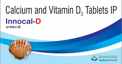 INNOCAL-D 500 Calcium and Vitamin D3 Tablets for stronger Bones & Joints (Pack of 90 Tablets)