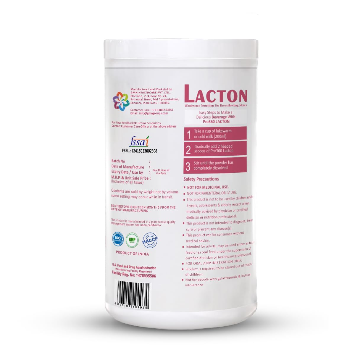 Pro360 Lacton for Breastfeeding and Lactating Mothers Milk Nutrition Powder - Lactation Supplement Booster with Herbal Extracts, Helps to Increase Breast Milk - Masala Milk Flavor 750g