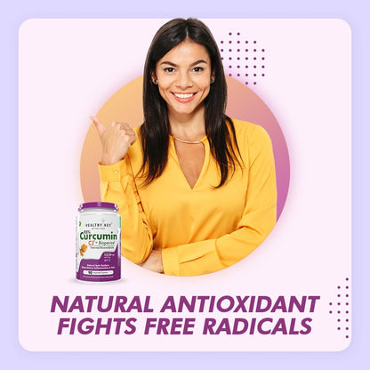 HealthyHey Nutrition Curcumin with Bioperine 1310mg (Ultra Pure) | 90 Vegetable Capsules with Piperine