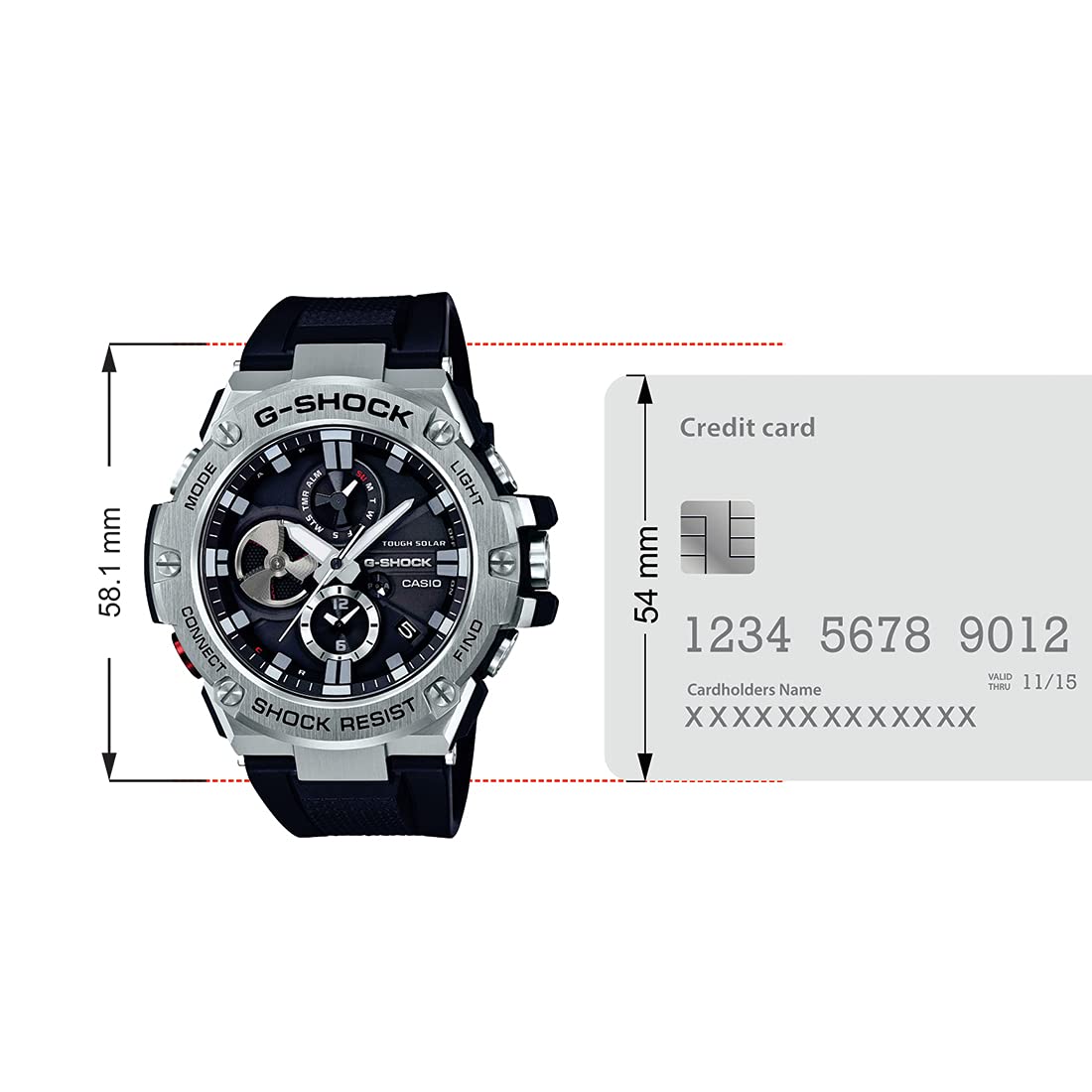 Casio G-Shock GST-B100-1ADR Metal Ip Black Analog Dial Black Resin Strap Men's Watch Tough Solar Bluetooth G789