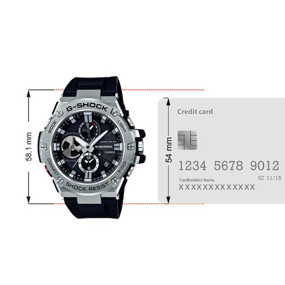 Casio G-Shock GST-B100-1ADR Metal Ip Black Analog Dial Black Resin Strap Men's Watch Tough Solar Bluetooth G789