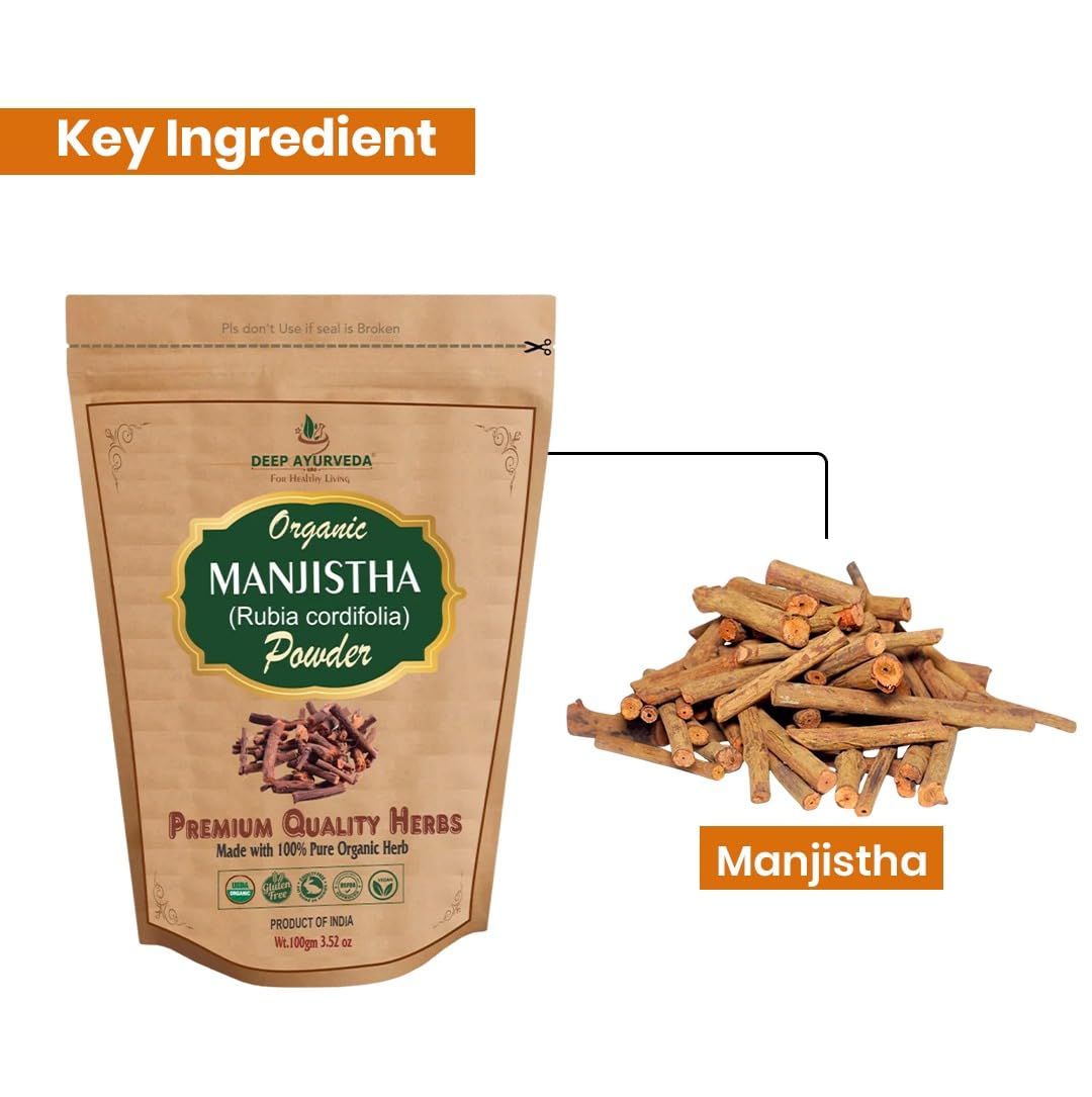 Organic Manjistha Powder | Pure Ayurvedic Herbal Powder | Rubia Cordifolia | Skin & Blood Purifying Herb | Natural Detox Support | No Additives | Ayurvedic Wellness Supplement