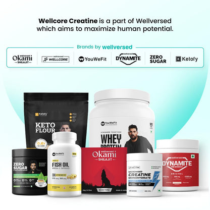 Wellcore - Pure Micronised Creatine Monohydrate (Fruit Fusion, 33 Servings) | Rapid Absorption | Enhanced Muscle strength & Power, Powder, 1 count