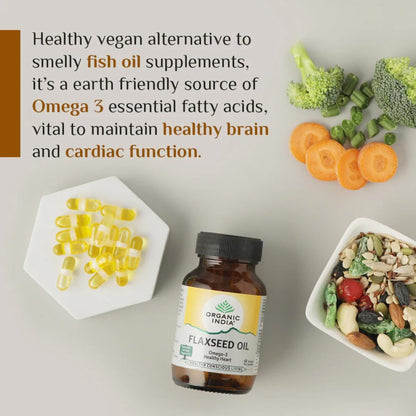 A TATA Product - Organic India Flaxseed Oil - 60 Veg Capsules, Natural- image 2