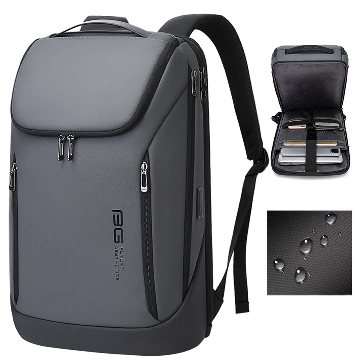 Red Lemon BANGE Captain Business Smart Backpack Water-Resistant 15.6 Inch Laptop Backpack with USB Charging Port,Travel Durable Backpack for Men and Women (Grey)