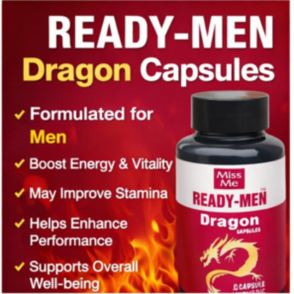 Miss Me Ready-Men Dragon Capsules | Ayurvedic Herbal Supplement for Men | 60 Capsules | Traditional Ayurvedic Formula For male wellness and performance