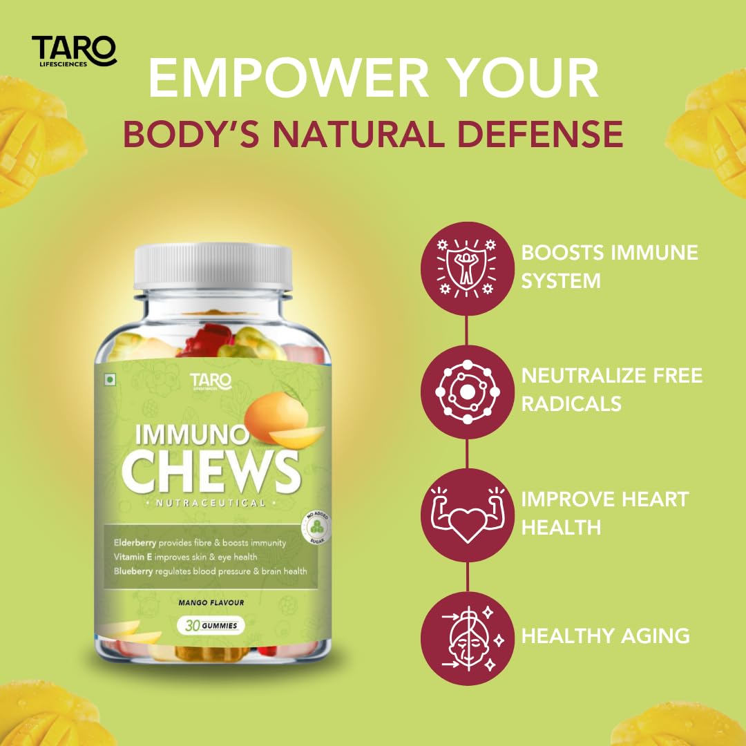 ImmunoChews: Mango Flavor, 30 Gummies - Elderberry, Vitamin C, E & Zinc - Antioxidant-Rich, Immune-Boosting, No-Added Sugar