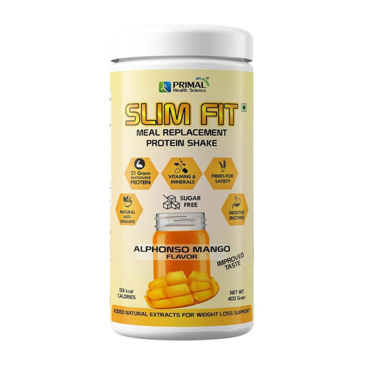 Primal Meal Replacement Protein Shake 400g | High Protein, Sugar-Free With Fibre | Essential Vitamins Minerals | Muscle Recovery & Energy | Alphonso Mango Flavor