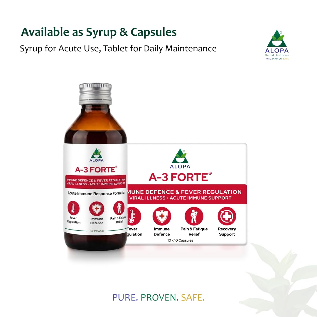 Alopa A3 Forte: 100 ml Syrup – Natural Shield Against Viral Fevers & Secondary Infections, Boosts Immunity, Vitality & Appetite