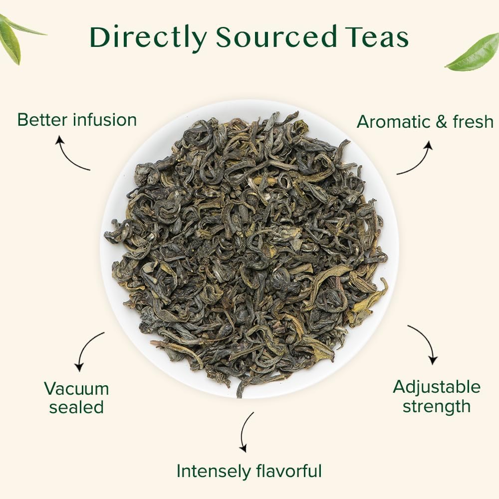 VAHDAM, Himalayan Green Tea Leaves - 100g | Non GMO, Gluten Free |Natural, High Elevation Grown Tea Leaves From Himalayas | Pure Green Tea | Vacuum Sealed for Freshness