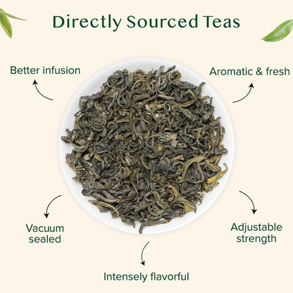 VAHDAM, Himalayan Green Tea Leaves - 100g | Non GMO, Gluten Free |Natural, High Elevation Grown Tea Leaves From Himalayas | Pure Green Tea | Vacuum Sealed for Freshness