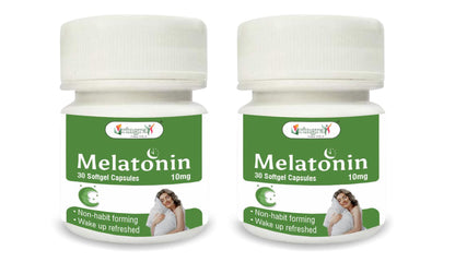 Vringra Melatonin 10mg | Sleeping Pills | Sleep Capsules | Sleeping Capsules | Sleeping Aid 30 Softgel Cap (Pack of 2)
