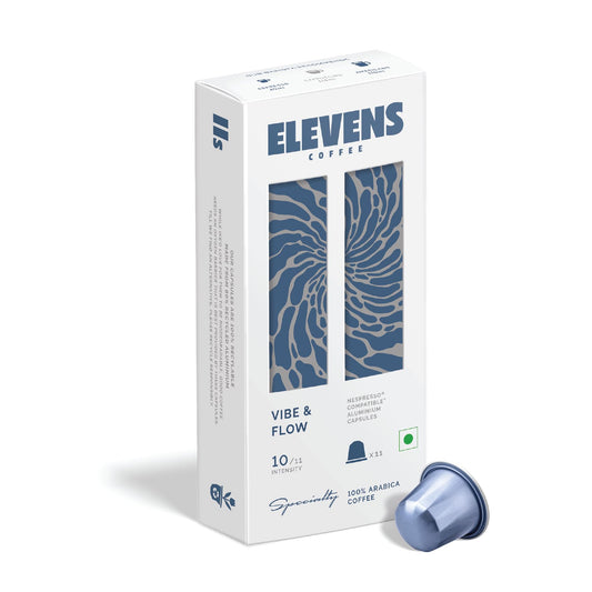 ELEVENS COFFEE | Vibe & Flow | Specialty Coffee Capsules | 100% Arabica | Dark Roast | Intensity 10 | Compatible with Nespresso (11 Count (Pack of 1))
