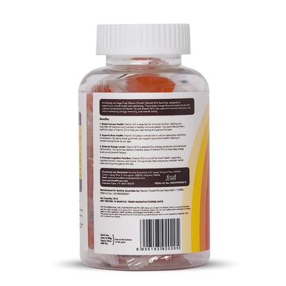 Patuh Healthcare Vitamin D3 & B12 Gummies for Men & Women, Immunity & Bone Health, Reduces Fatigue, Vitamin B12 Supplements, 100% Veg, Sugar Free (Orange Flavour, 30 Gummies)