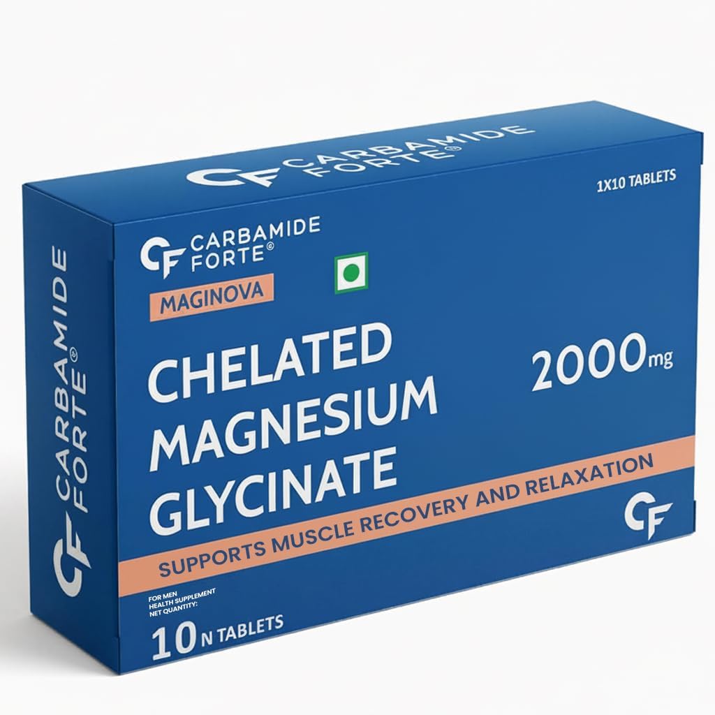 Carbamide Forte Chelated Magnesium Glycinate Supplement 2000mg Per Serving | Magnesium Supplement Supports Muscle Recovery & Better Sleep - 10 Veg Tablets