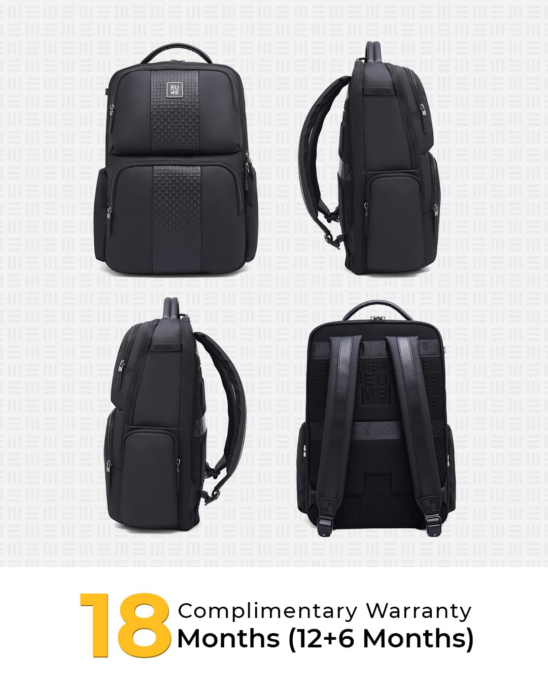 EUME Premium 15.6 in Laptop bags for Men & Women Office Use | Stylish Backpack Bag | Spacious Backpack for Travelling | 28L Polaris Charcoal Black