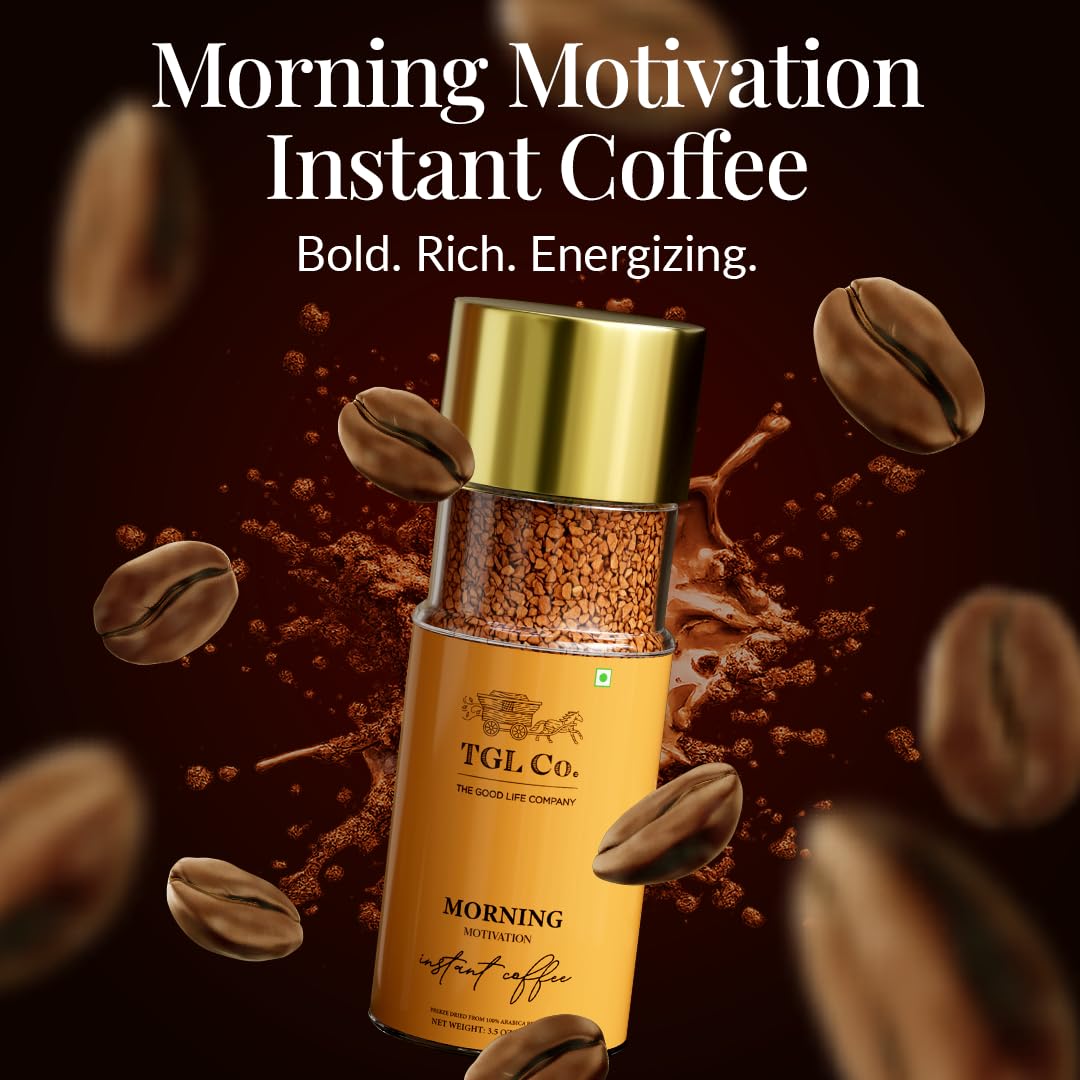 TGL Co. Morning Motivation Instant Coffee 100% Arabica Freeze Dried (100 Gm) | Anti Oxidant | Boost Energy | No Artificial Flavour