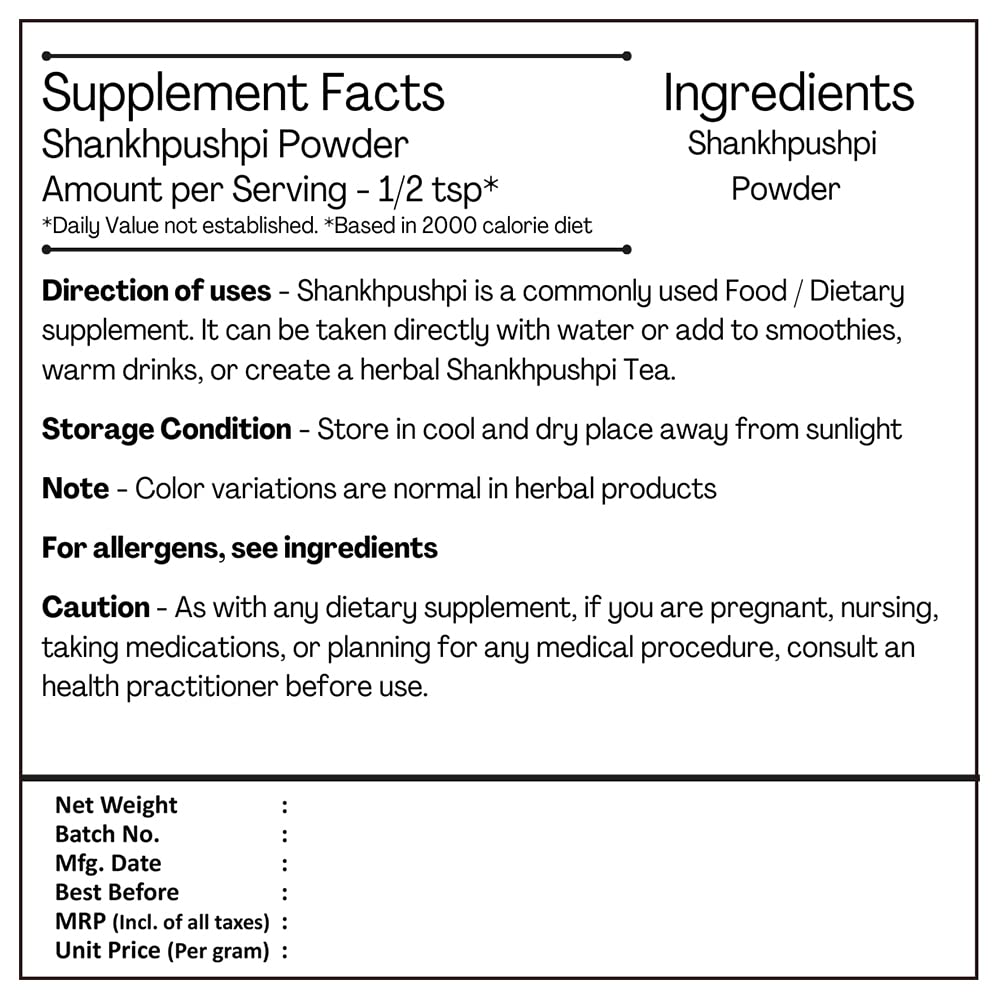 H&C Herbal Ingredients Expert Shankhpushpi Powder/Convolvulus pluricaul- image 3