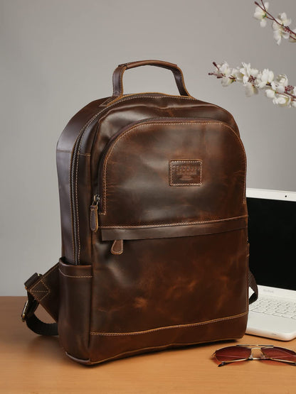 TEAKWOOD LEATHERS Travel College Laptop Backpack Men Women -Brown