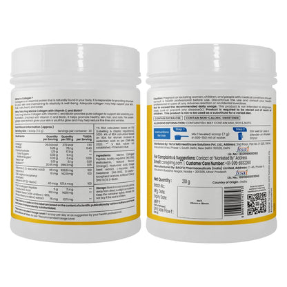 TATA 1mg Marine Collagen Powder | Fortified with Grape Seed Extract for Enhanced Results | Supports Skin, Hair & Nails | With Collagen Peptide for Hydration & Strength | Unflavored, 210g